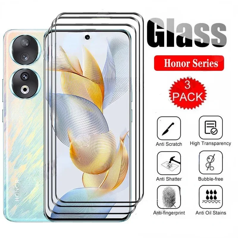3 Stück gehärtetes Glas für Honor Magic 4 5 6 Pro Lite 100 90 70 Pro X9b X8b X9 X8 X7 X6 X5 Displayschutzfolie