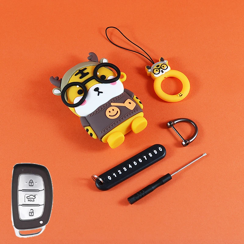 جرابات مفاتيح سيارة من الكرتون النمر ، أغطية مفاتي...