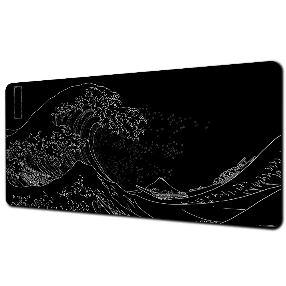 Japan Black Sea Wave Large Mouse Pad Extended Gaming Mouse Pad