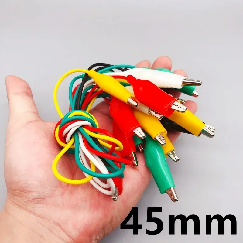 Color Alligator Clip Electric DIY Small Battery Power Cord Sheath Electric Clamp Double Head Test Clamp 28mm35mm45mm 50cm 10pcs alligator clips