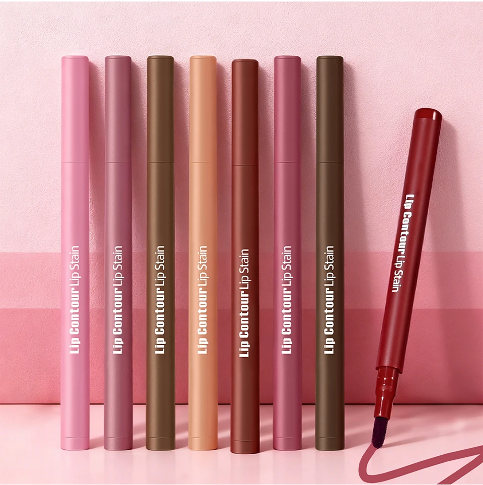 Lakerain Lip Contour Lip Stain Pen Smudge-proof Non-stick Cup Moisturizing Lip Makeup Cosmetic 2-in-1 Lip Stain & Liner