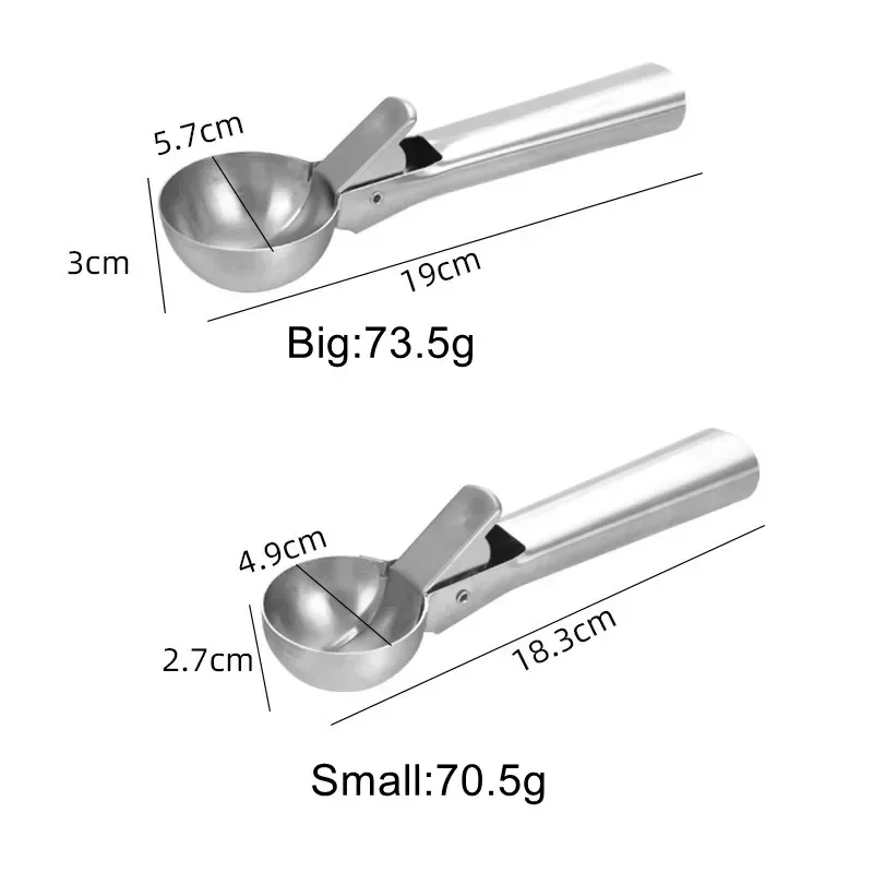 Stainless Steel Ice Cream Ball Scoop Melon Baller Meat Ball Maker 1 Big + 1 Small