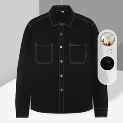 Autumn and Winter Women's Polo Pocket Button Solid Color Single Breasted Cardigan Long Sleeve Coat Casual Office Lady Tops
