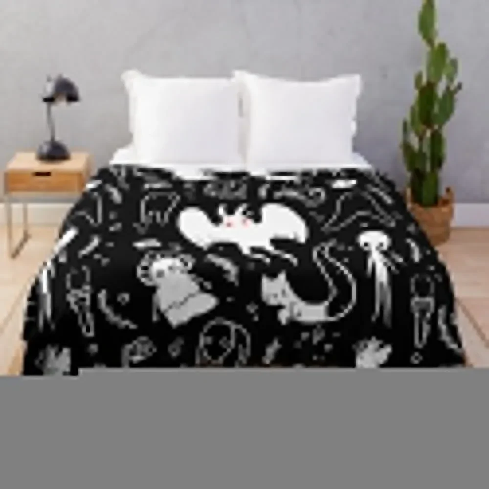 

cryptids in black Throw Blanket Sofa Quilt Nap Beautifuls Blankets