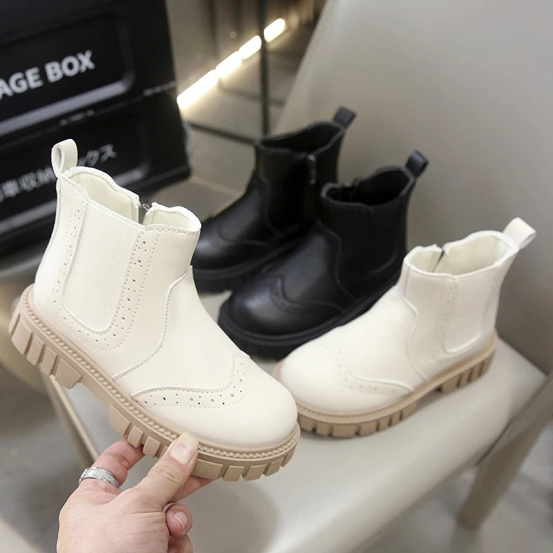 Leather Kids Ankle Boots Soft Bottom Non Slip Autumn Winter