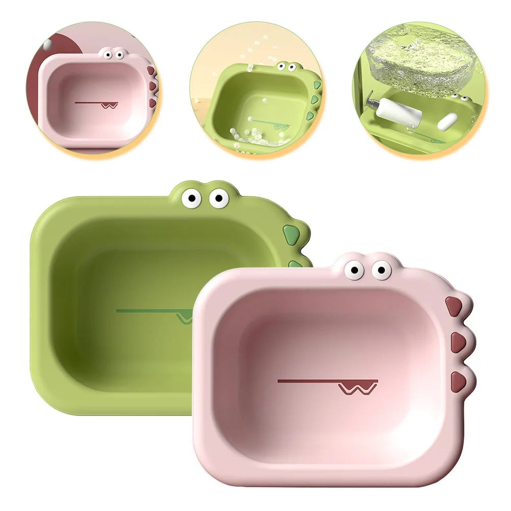 

2 Pcs Children's Washbasin Bathtubs for Toddlers Baby Newborn Foot Tub Portable Plastic Cartoon