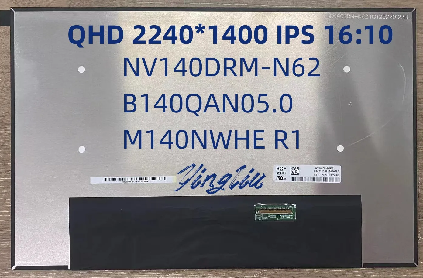 

NV140DRM-N62 fit B140QAN05.0 M140NWHE R1 14.0'' Laptop LCD Screen 16:10 2240*1400 100%sRGB EDP 40 PINS ThinkBook14P G2 ACH