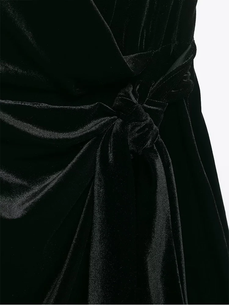 2026 New Velvet Short Dresses For Women Sleeveless Slim Tassel Decoration Halter Mini Dress Fashion Casual Elegant Party Dresses