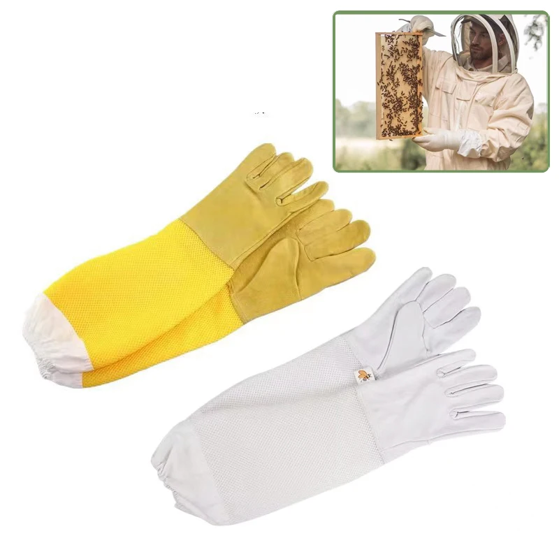 Beekeeper Gloves Beekeeping Tools Beekeeper Gloves Protective Sleeves Ventilated Professional Anti Bee for Apiculture