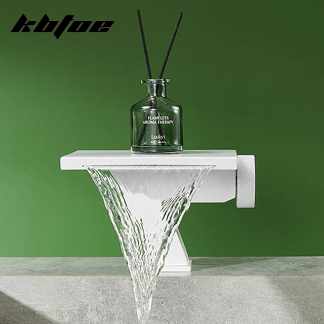 ก๊อกน้ำแบบติดตั้งบนเคาน์เตอร์ สีเทาปืน/สีทองขัดเงา สำหรับอ่างล้างหน้าในห้องน้ำ แบบน้ำร้อนน้ำเย็น พร้อมปุ่มควบคุม  สำหรับอ่างล้างหน้าในห้องน้ำ  แบบติดตั้งบนเคาน์เตอร์  สไตล์โมเดิร์น 5