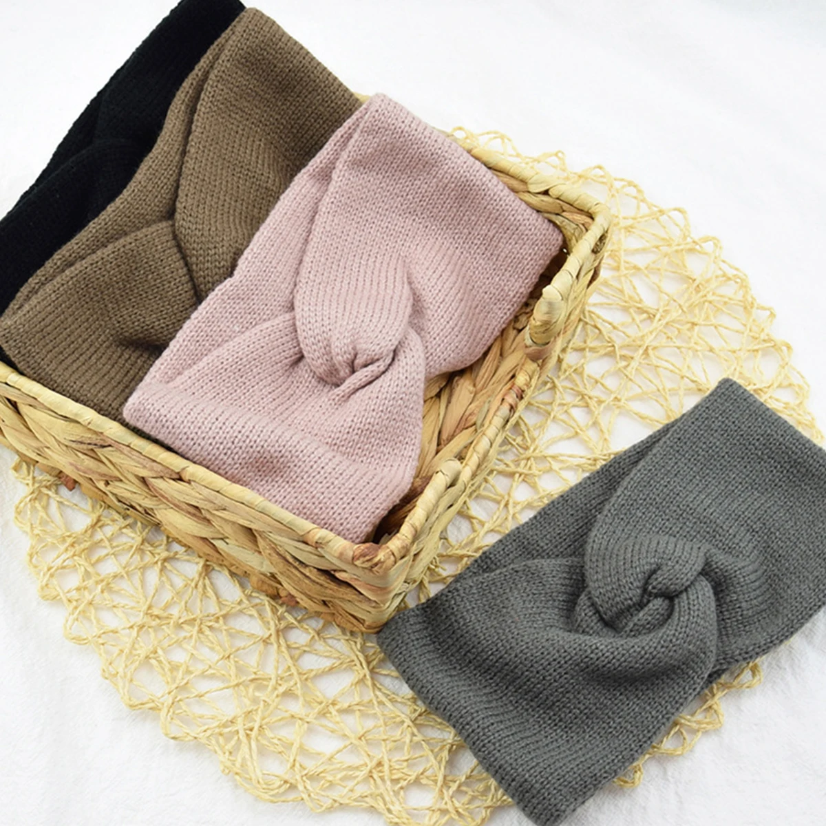 

Winter Warm Headband for Women Knitted Elastic Headbands Wool Crochet Cross Knot Hairband Girls Turban Headwrap Hair Accessories