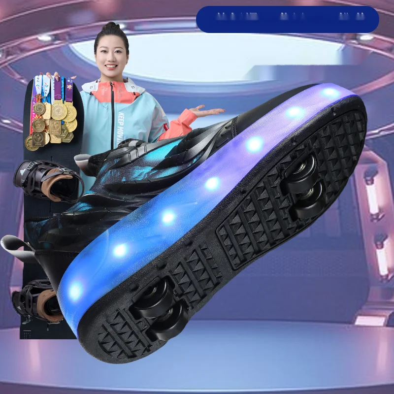 Ruiyou S882 Rampage a quattro ruote per bambini per ragazzi e ragazze Scarpe con puleggia 30-40P108_voghion.com