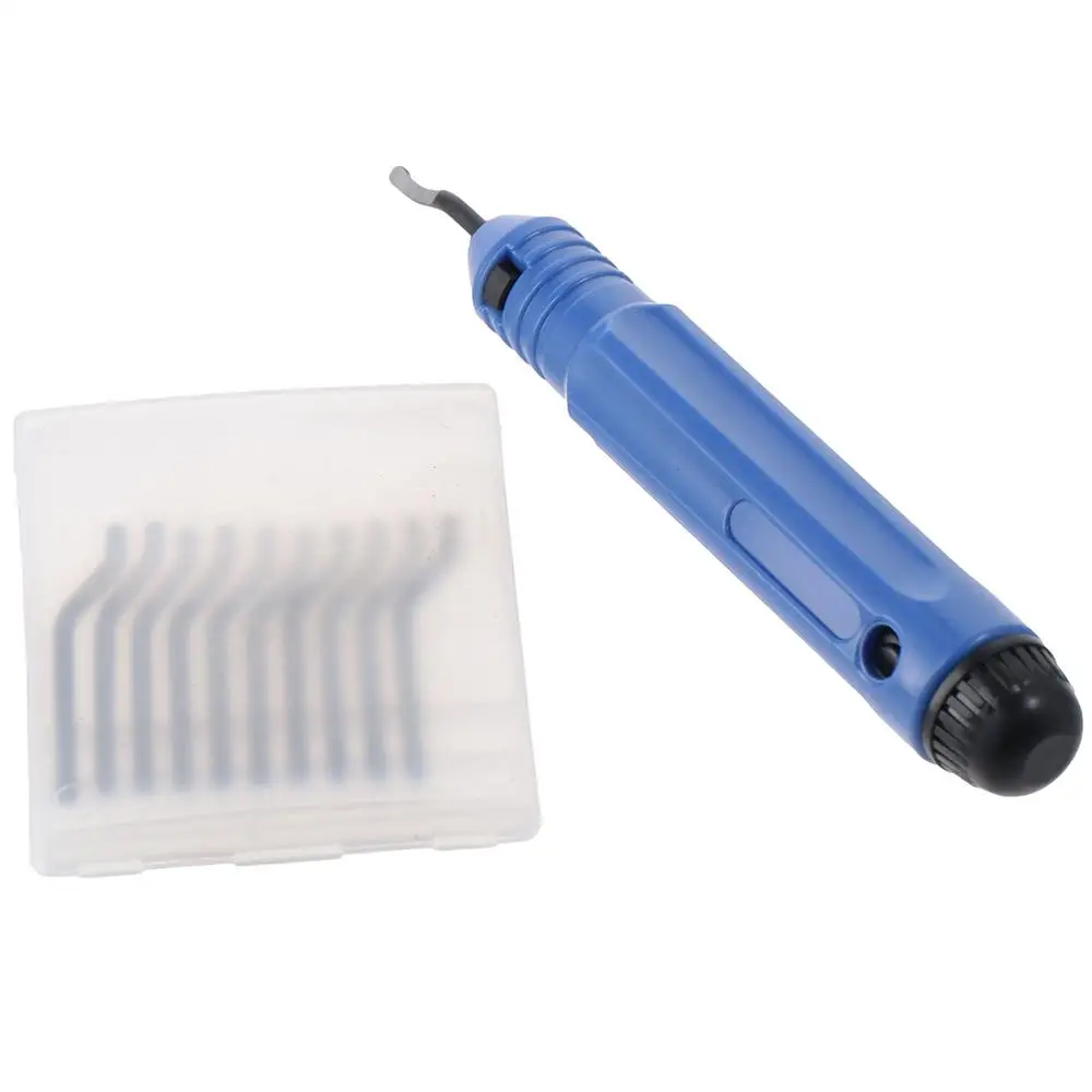 

High Speed Steel Deburring Tool Kit Precision Edge Burr Removal Blue Burr Handle With 10 BS1010 Blades NB1100 Trimmer