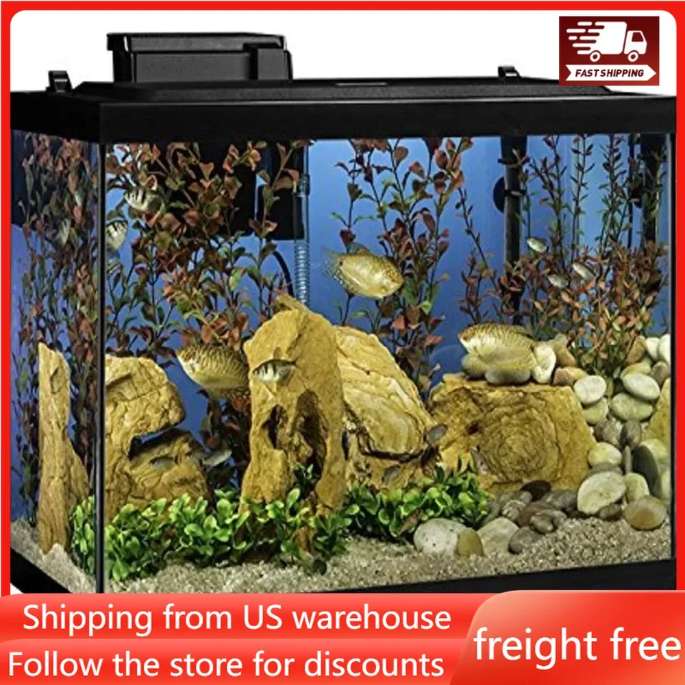 

Aquarium Fish Tank Kit with LED Lighting and Decor, Fishbowl Tanks, Aquatic Pet Home, Free Shipping, 20 Gallon