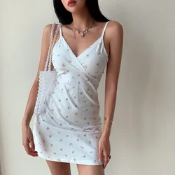 Sexy V-Neck Party Evening Beach Short Mini Dress Straps Sundress Backless Casual Dress Fashion Boho Women Summer Beach Sundress