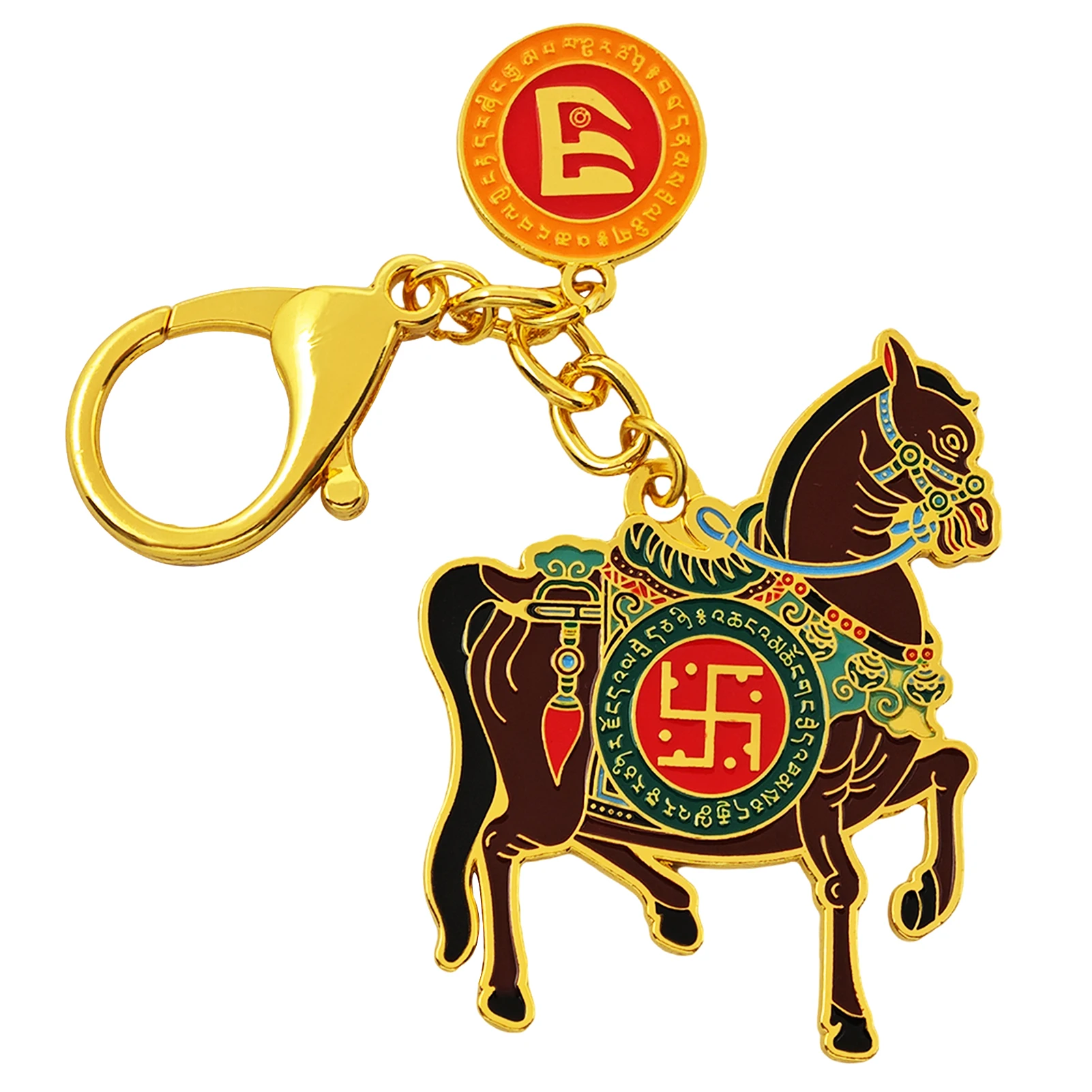 Feng Shui 3 Powers Windhorse Keychain Victory Wind Horse Success Amulet Key Chain 5
