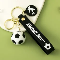 European Football Leather Souvenir Keychain & Phone Pendant Gift (Black)