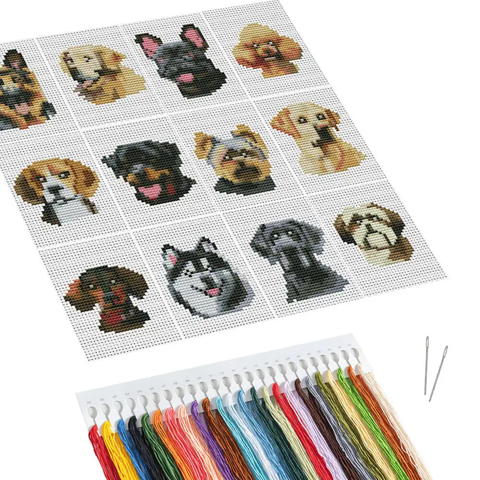 DIY Dog Animal Embroidery Cross Stitch Kit