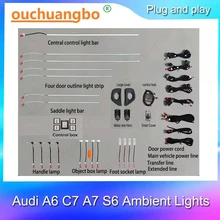 Ouchuangbo Lift Speaker luce ambientale per Audi A6 C7 A7 2013-2018 MMI control 32 colori luce porta vano piedi luce