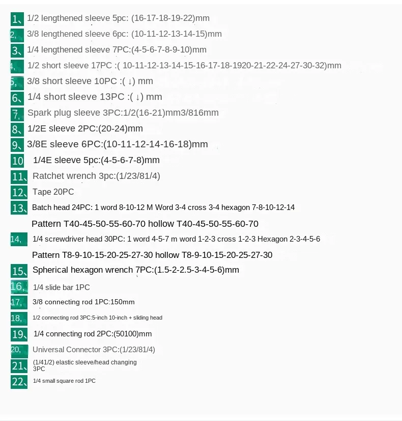 172피스 자동차 수리 공구 세트 소켓 래칫 렌치 공구함 자동차 수리 세트 기계 공구