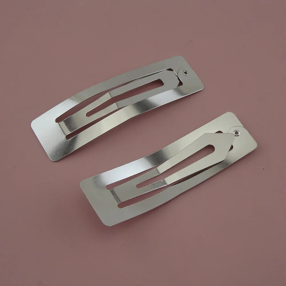 100 Stück Metall-Haarspangen – 5 Cm, Rechteckig, Silberfarben, Für DIY, Pony & Feines Haar