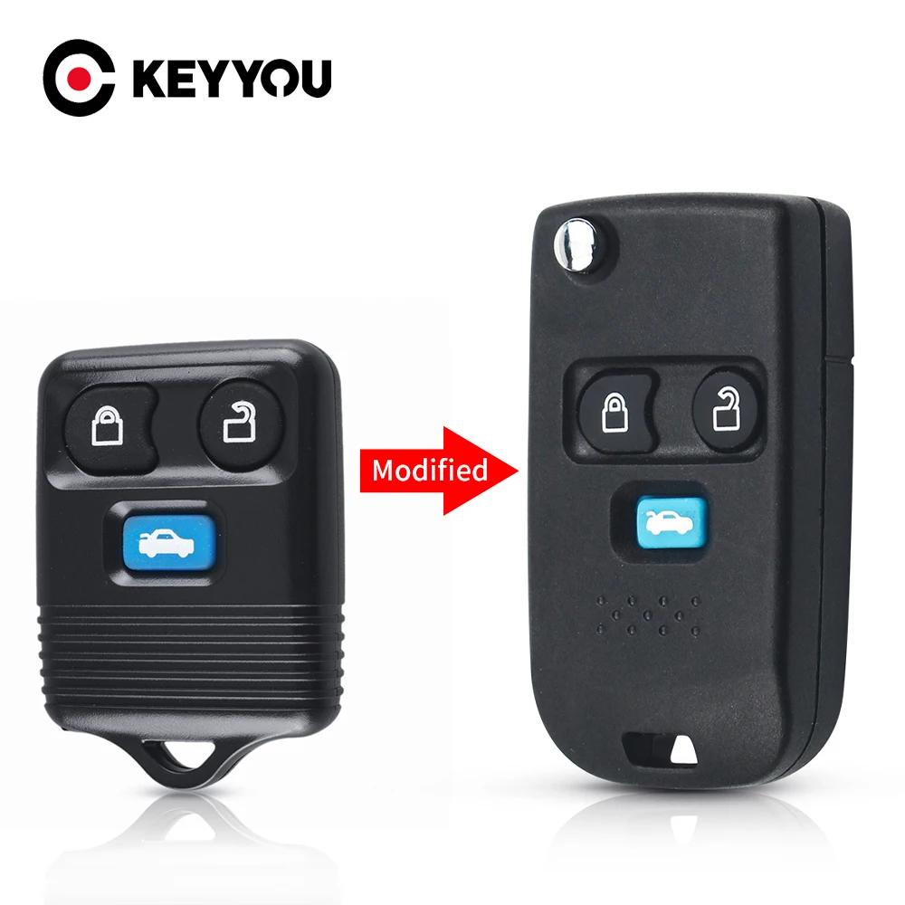 Keyyou Modificato 3 Pulsanti Flip Remote Key Shell Fob Case Per Ford Lincoln Mercury Car Key