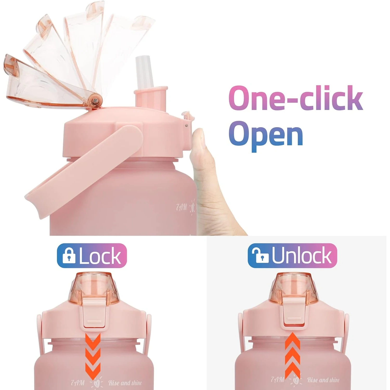 2L Motivational Water Jug with Straw and Time Marker
