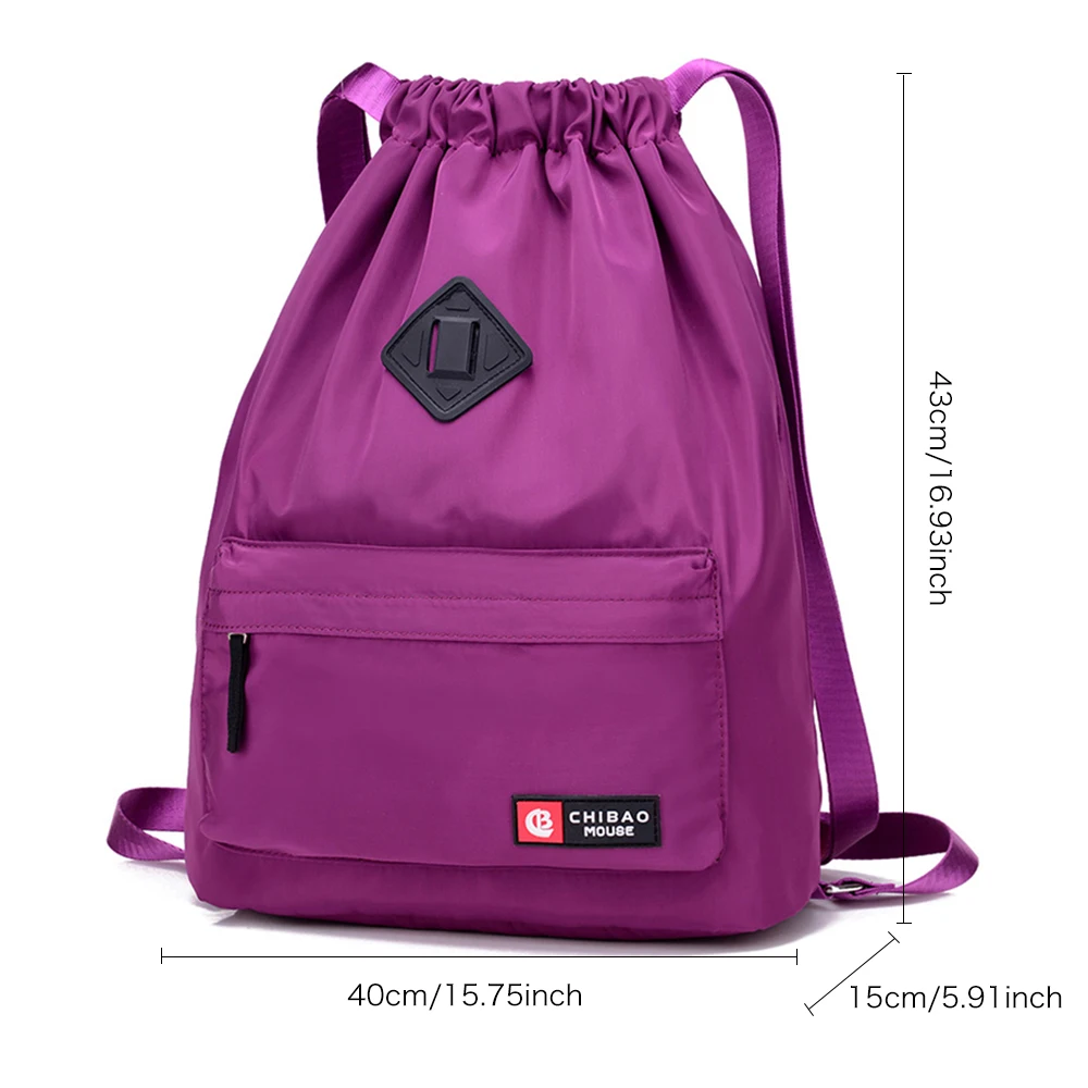 

Drawstring Bag Travel Backpack Women's Waterproof Nylon Bundle Mouth Backpack Folding Large Capacity Storage Bag Gym Bags