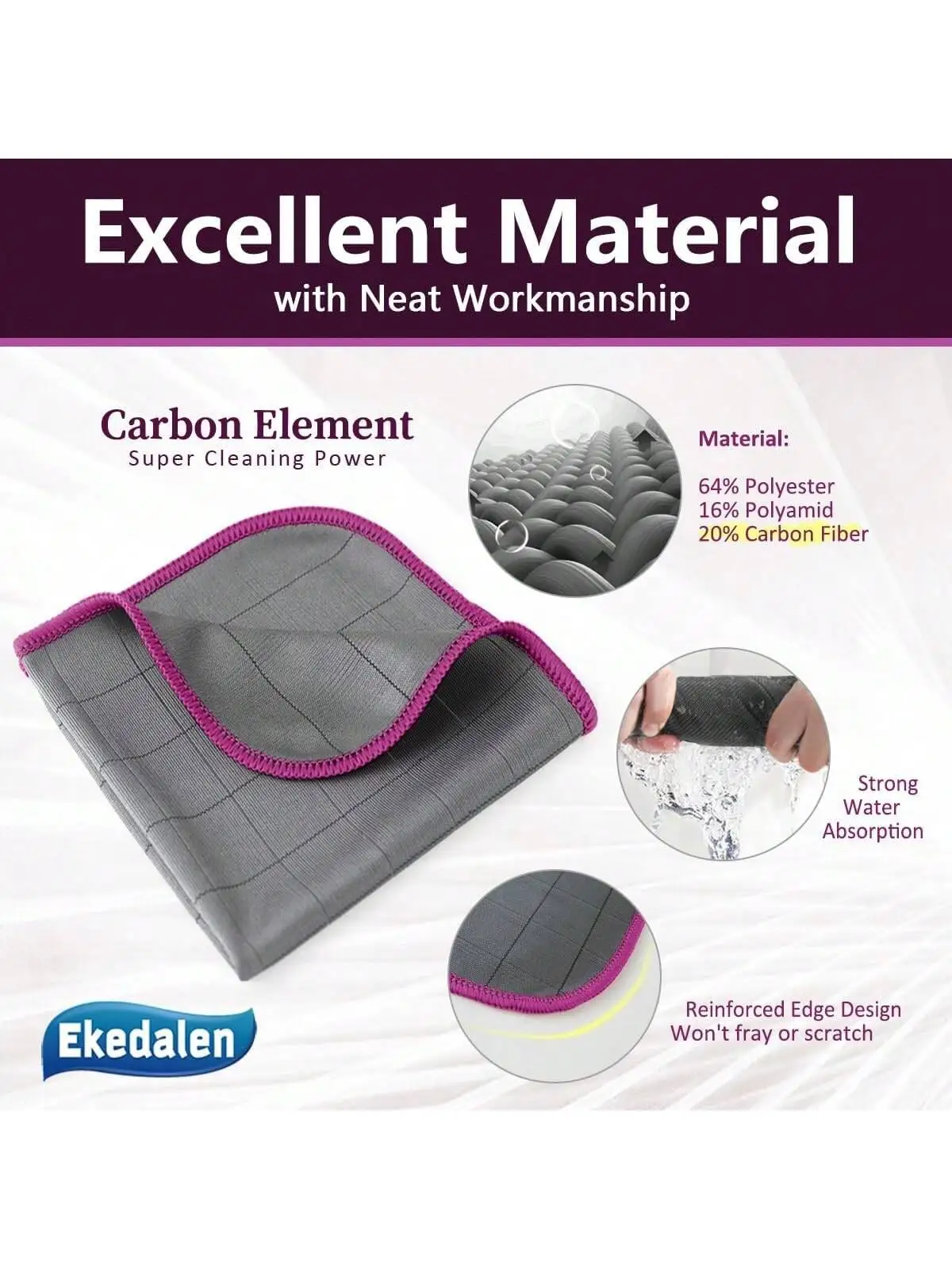 3/5pcs Carbon Fiber Cloth, Wine Glass Cutlery Glass Cleaning Cloth, Multifunctional Microfiber Kitchen Degreasing and Cleaning C