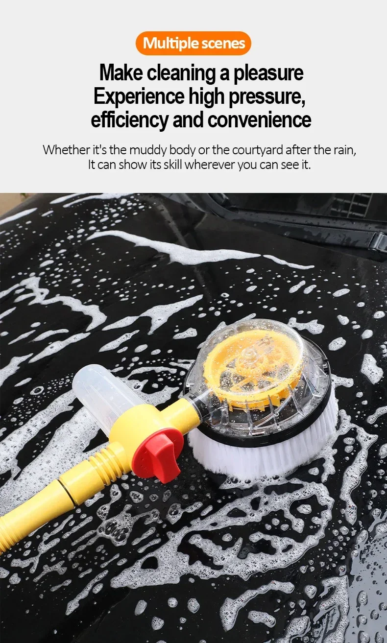 Car Wash Mop 360° Rotating Chenille Brush 100cm Long Handle Foam Dispenser