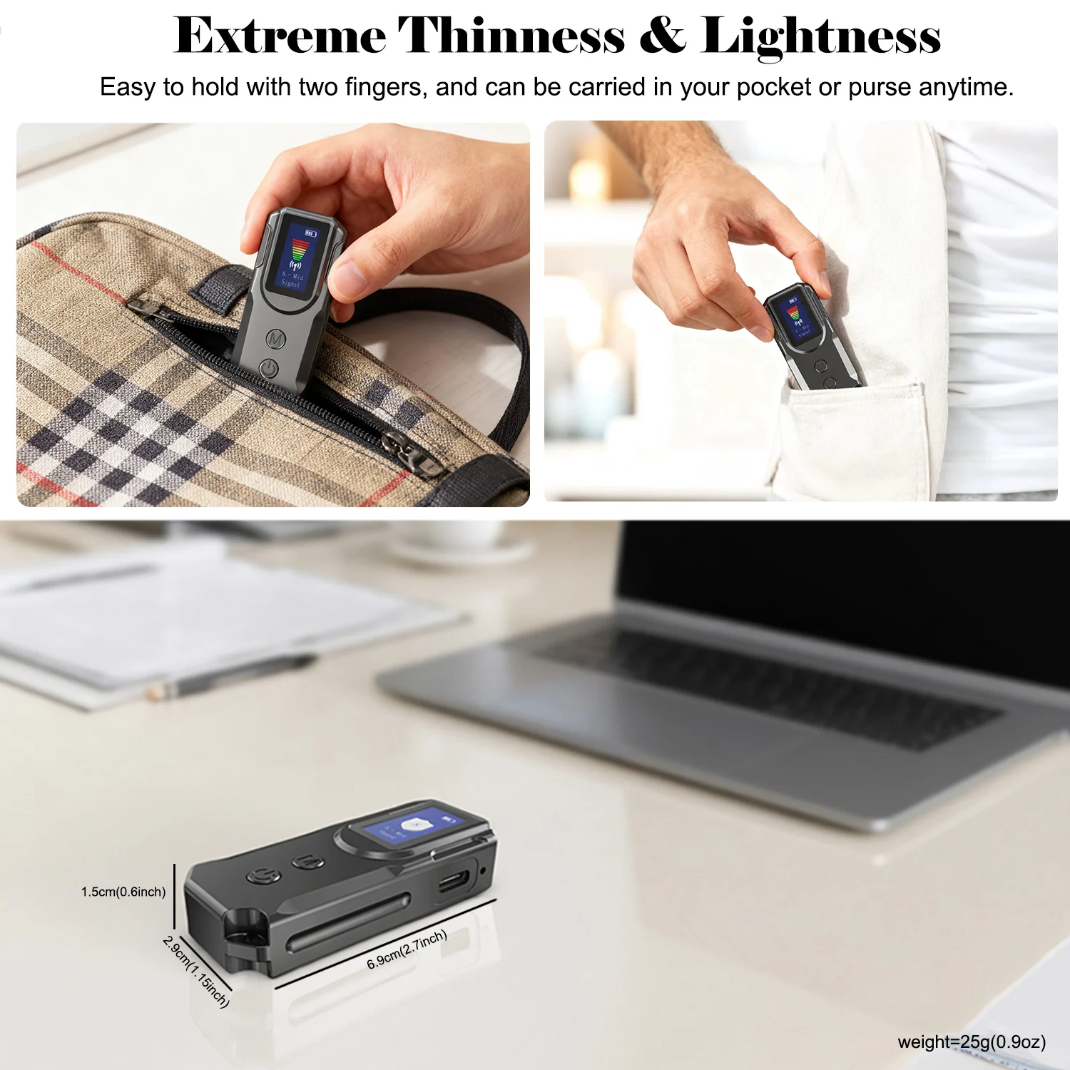 ماسح ضوئي محمول لإشارة الترددات اللاسلكية يعمل بال...