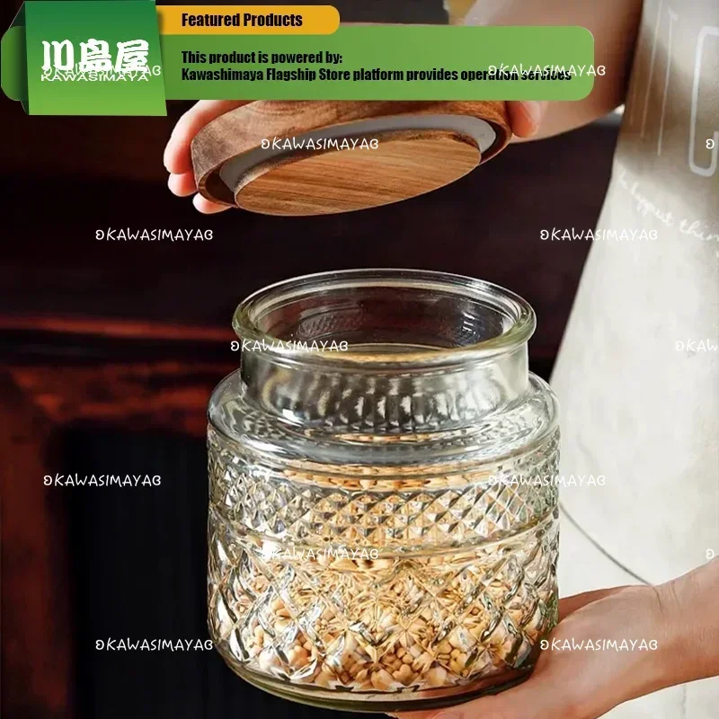 KAWASIMAYA Glass Sealed Jar, Food Grade Snack Storage Jar White Candy Stale Peel Storage Jar Tea
