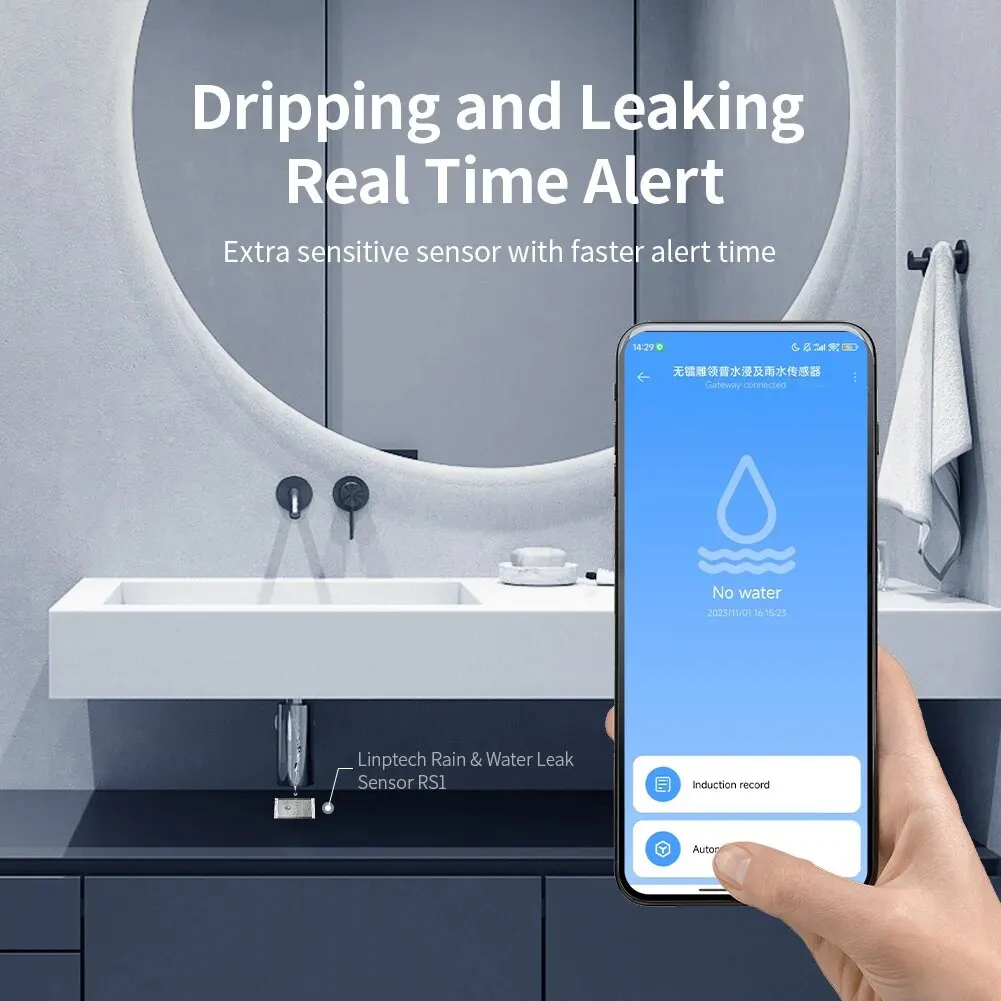 Linptech Water Leak Sensor RS1,Xiaomi Flood & Rain Detector IPX7 Waterproof for Home Security Works with Mijia App image_1