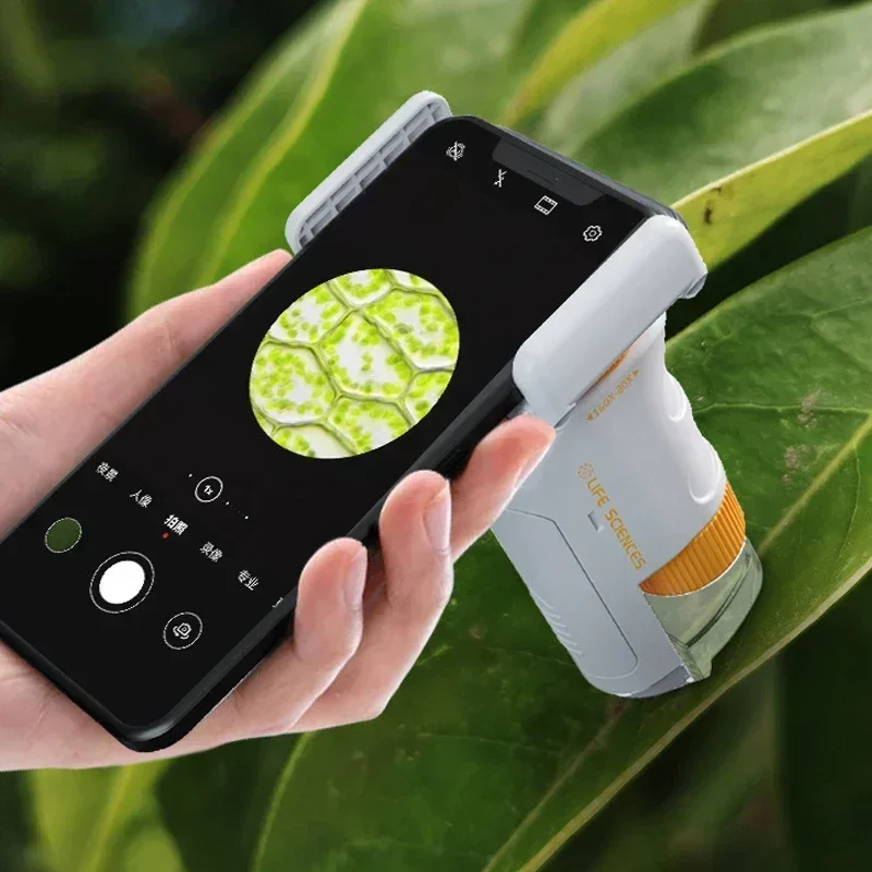 Handheld Microscope Kit Lab LED Light 80X-160X Home School Biological Science Educational Toy for Children Birthday Gift Outdoor