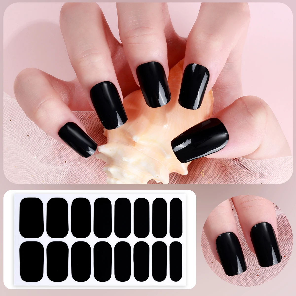 16Tips Full Cover Nail Stickers Simple Solid Color DIY Baking-Free Press on Nails Self Adhesive Manicure nail stickers nail art decoration nail decals