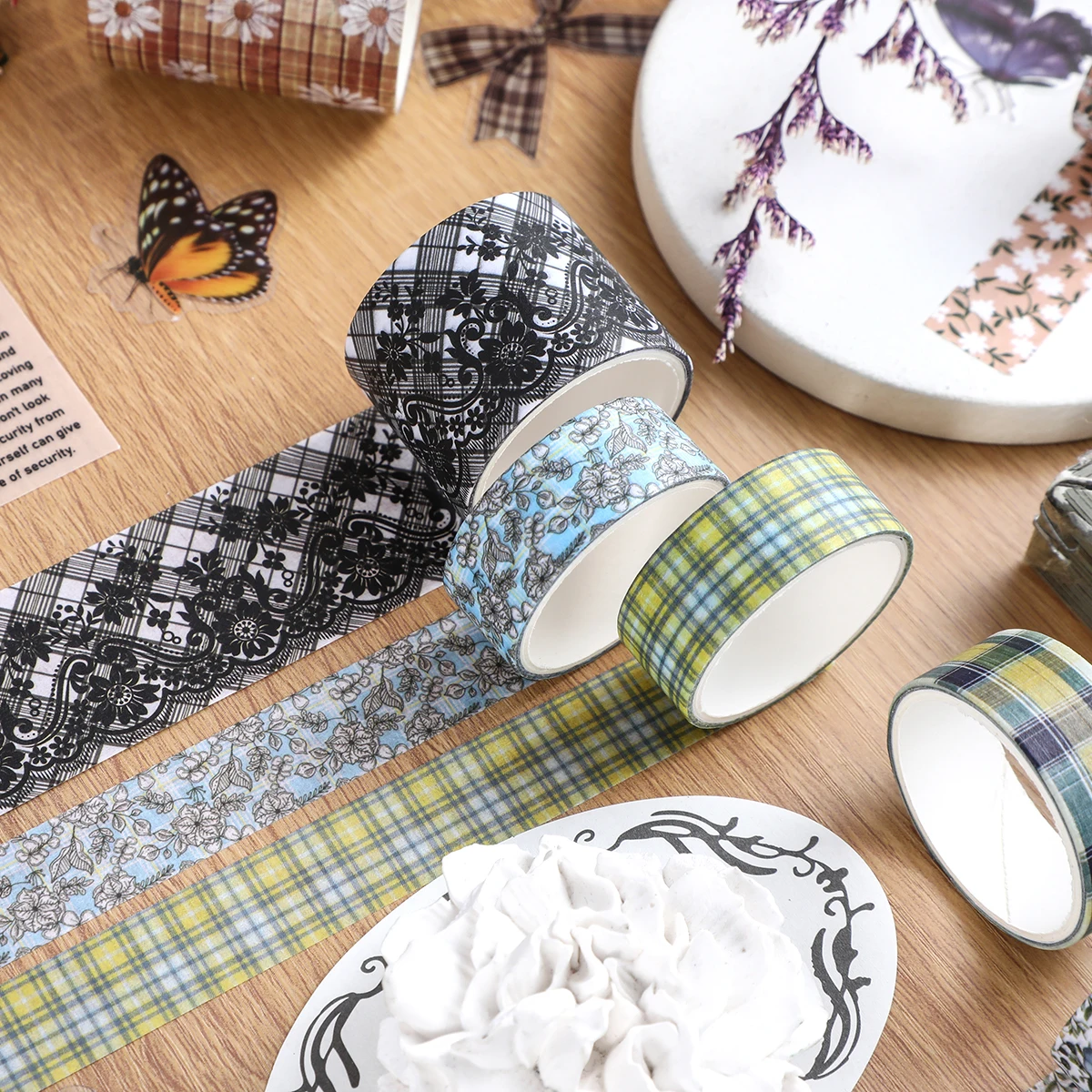 10 롤/상자, 꽃 식물 패턴 절묘한 washi 테이프 세트, DIY 스크랩북 장식, 수제 예술 장식에 적합