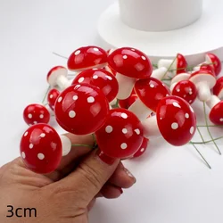 Miniature Red Mushroom DIY Craft Garden Ornament - Artificial Foam Potted Plant for Micro Landscape & Bonsai Decor (3cm)