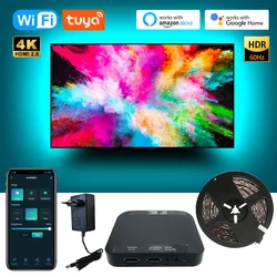 Ambilight TV Backlight Fancy LED HDMI Device Sync Box Kit 4K Wifi Alexa Google Voice App Control Light Bar Strip For 40-120 Inch