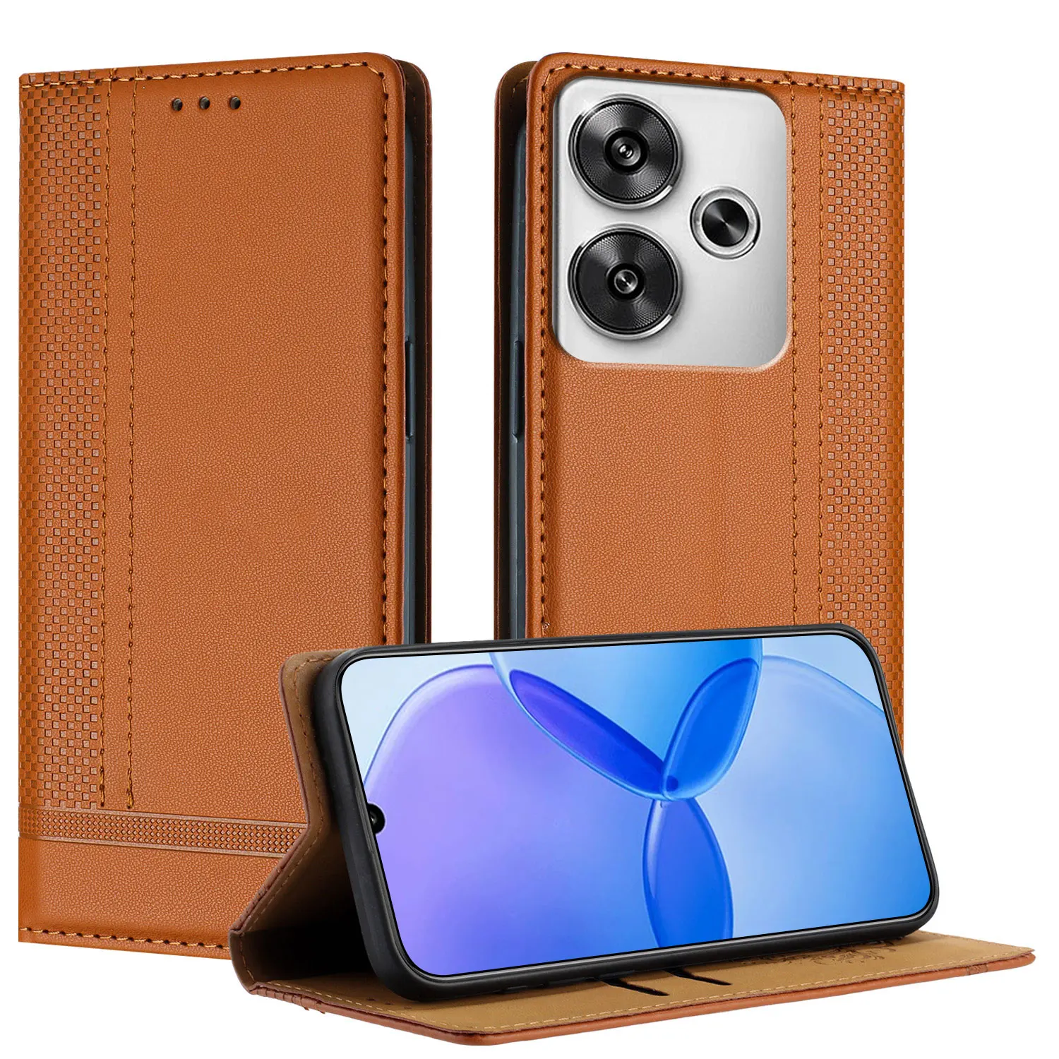 Luxury Leather Flip Case with Magnetic Closure & Back Cover Protection