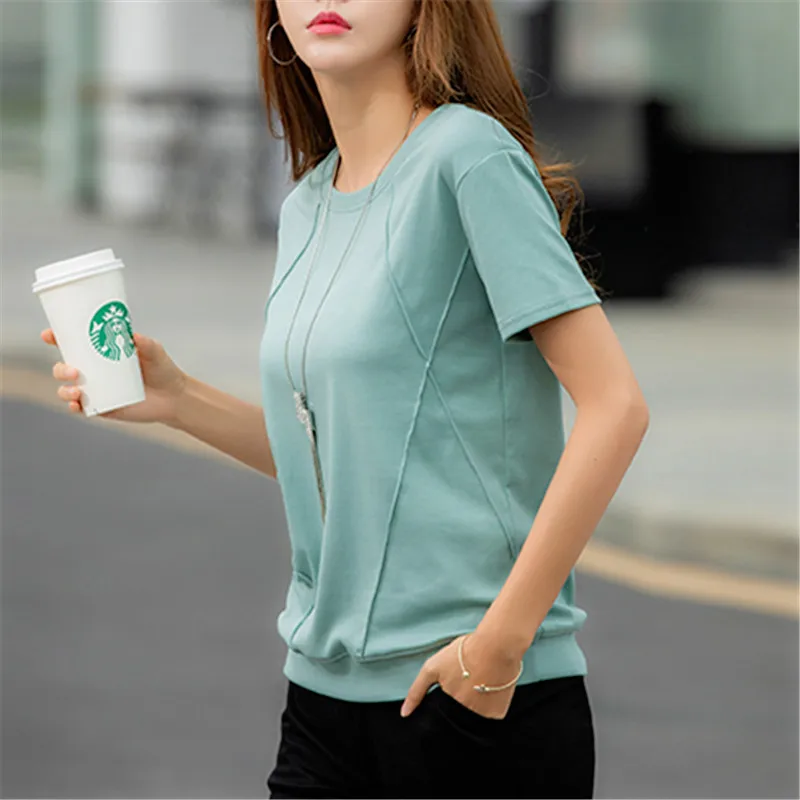 

T Shirts Female Soft Cotton Casual Women Tops Shirts Summer T-Shirt Elastic 2023 Short Sleeve Undershirt Ladies T-shirt Harajuku