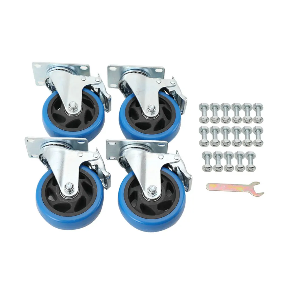 4 x 100 mm Lenkrollen mit Bremse, Transportrollen, robuste Rollen, 120 kg pro Rolle, Polyurethan-Möbelrad – Detail 16