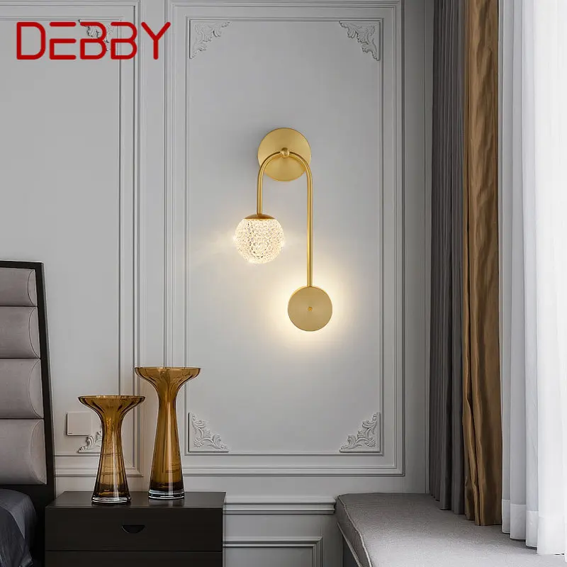 

DEBBY Modern Gold Brass Bedside Lighting LED 3 Colors Lovely Creative Wall Lamp for Home Bed Room Decor
