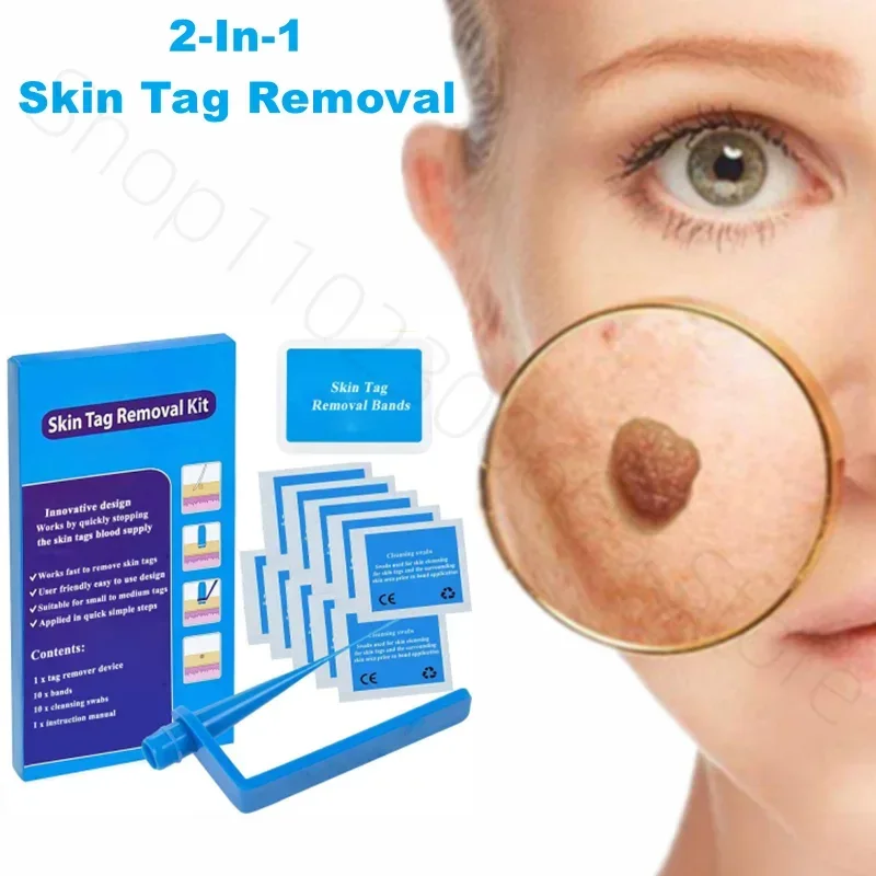 2In1 Painless Skin Tag Removal Kit Mole Wart Remover Micro Skin Tag Treatment Removal Meat Nevus Corns Warts Care Tools