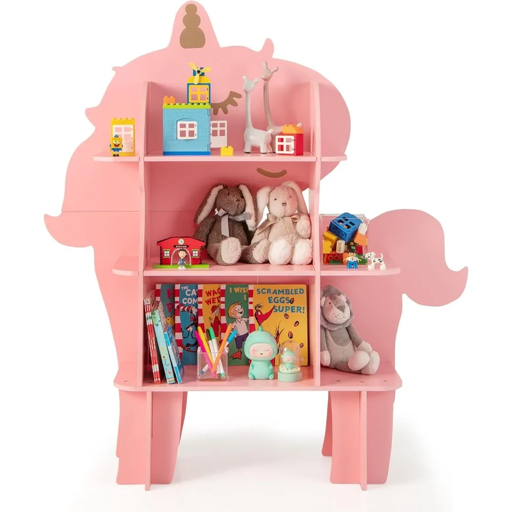 

Costzon Unicorn Kids Bookshelf, 3-Tier Toddler Montessori Shelf Book Rack, Toy and Book Storage for Kids, Wooden Children’s Book