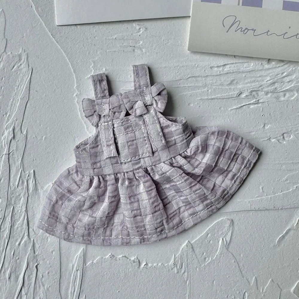Bow Doll Dress Up Clothes Plaid Cotton Cute Exquisite Doll Skirt Cute Mini Kawaii Mini Doll Skirt Toys