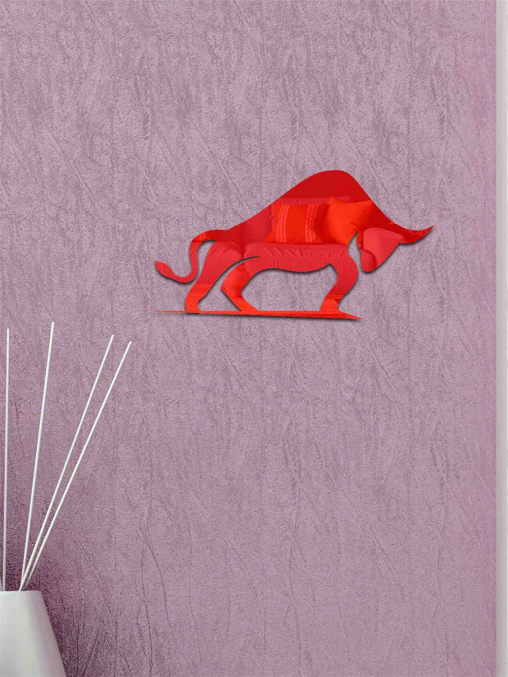 3D Mirror Wall Sticker Self-Adhesive Big Dog Little Cattle Art Mirror Decals DIY Background Living Room Decoration Wall Stickers
