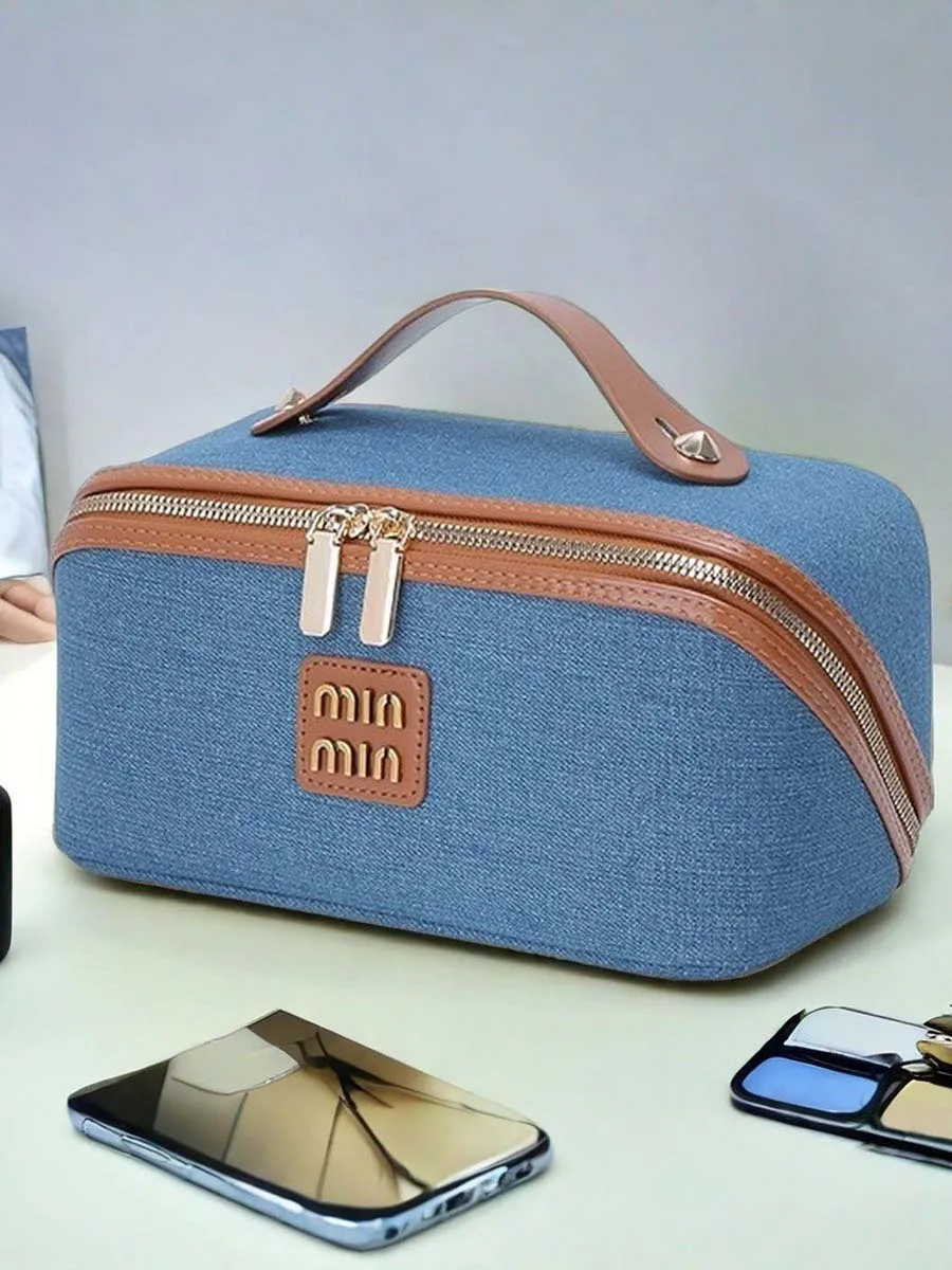 New high-end denim cosmetic bag - portable large-capacity travel cosmetic storage bag for women. Order genuine leather dog bag 5