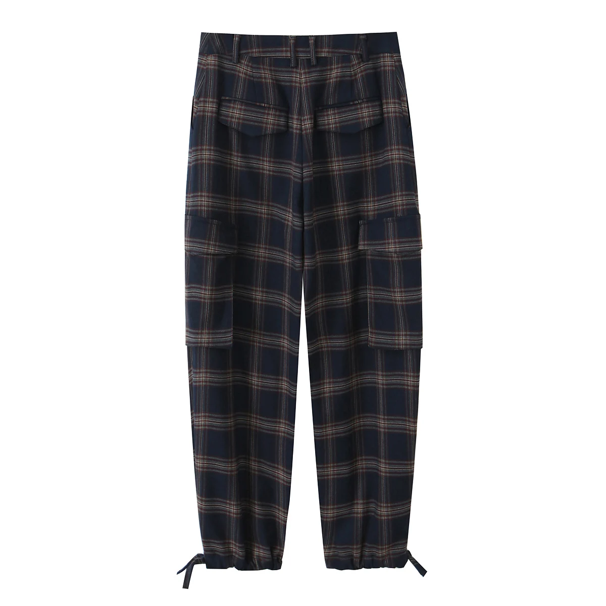 KONDALA Frauen Casual Plaid Tasche Overalls Hosen Trendy Laterne Cargo Hosen 2026 Frühling Herbst Mode High Street Weibliche Hosen – Detail 3