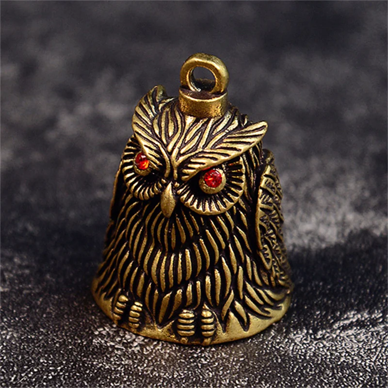 Vintage Owl Bell Keychain Brass Bell Car Key Pendant Gift