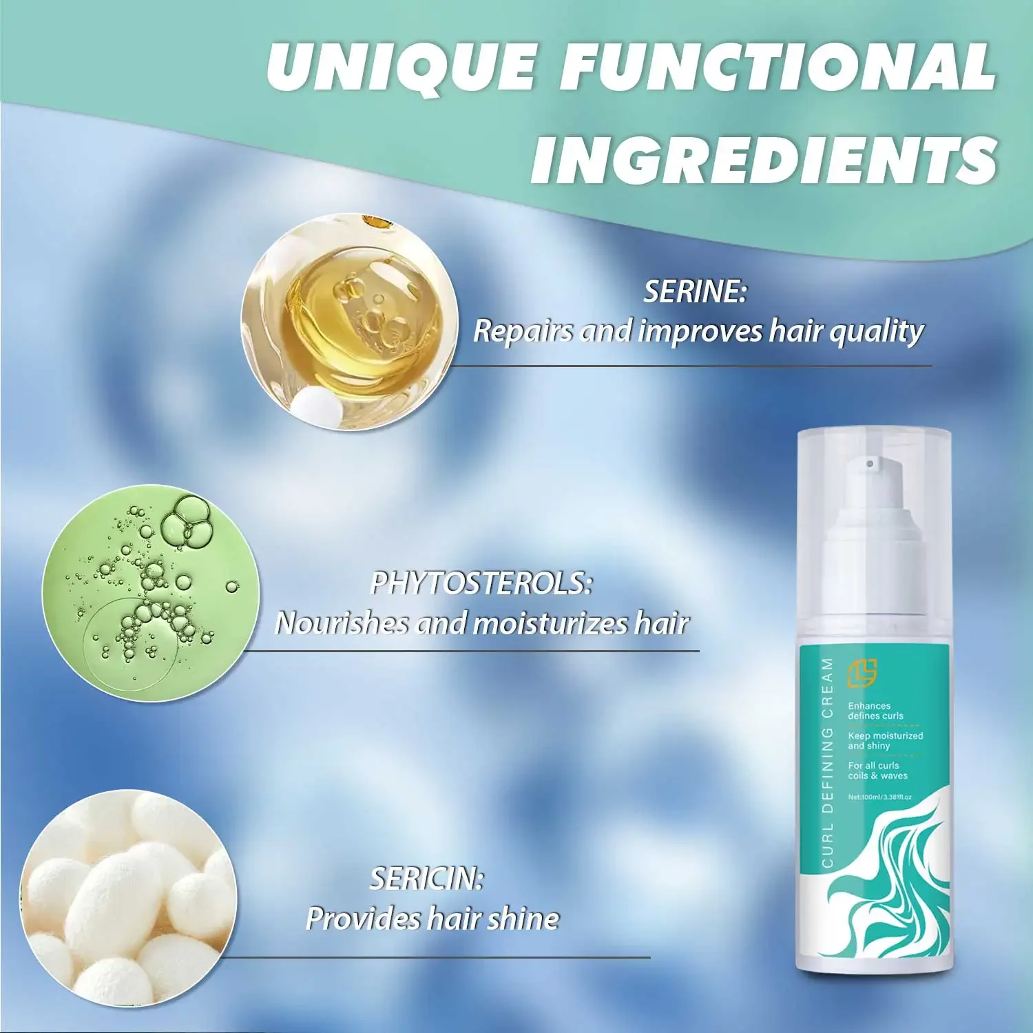 Curls Curl Defining Cream Enhance Waves Curls Coils Soft Hold Weightless Volume Moisturizing Frizz-Free Shine All Curl Patterns
